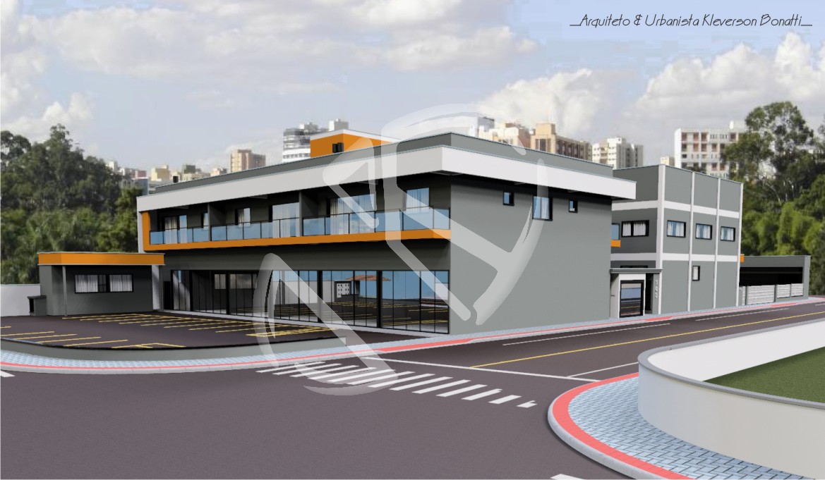 Conjunto Residencial, Comercial e Industrial em alvenaria, estilo modernista. Construído no Bairro Ilha da Figueira, município de Jaraguá do Sul-SC.