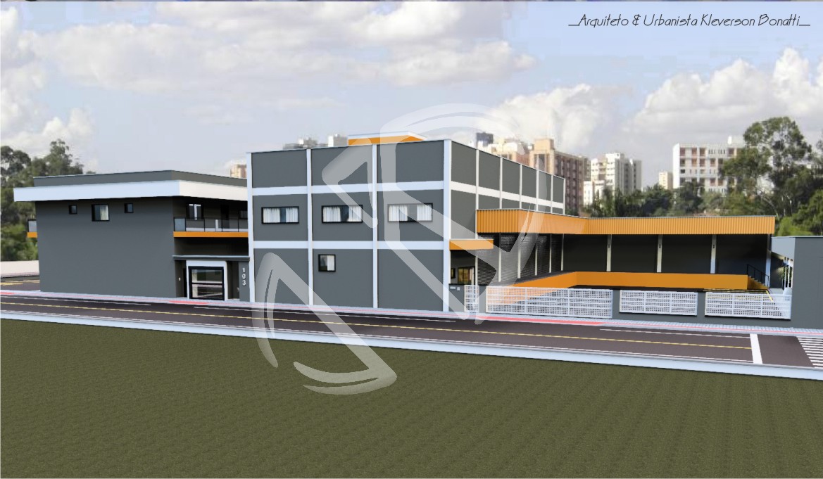 Conjunto Residencial, Comercial e Industrial em alvenaria, estilo modernista. Construído no Bairro Ilha da Figueira, município de Jaraguá do Sul-SC.